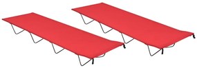 vidaXL Paturi camping, 2 buc. roșu, 180x60x19 cm, țesătură oxford&amp;oțel