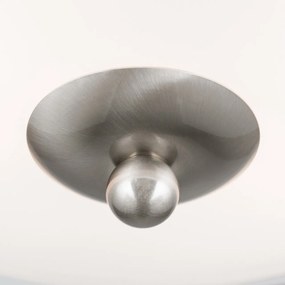 Plafoniera clasica Landhaus 28cm crom satin/ sticla opal decor albastru