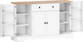 HOMCOM Bufet de bucătărie cu sertar rafturi pe uși rafturi reglabile bar pentru cafea 138x40x83,5 cm Alb | Aosom Romania