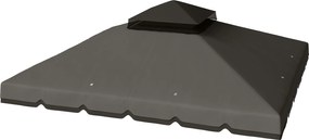 Outsunny Acoperiș de Rezervă pentru Pavilion 3x3 m de Grădină, Husă pentru Pavilion cu Două Nivele Rezistentă la Apă din Țesătură 180g/㎡ Anti-UV 30+ cu 8 Orificii de Drenaj, Gri | Aosom Romania