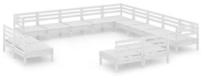 3083175 vidaXL Set mobilier de grădină, 13 piese, alb, lemn masiv de pin