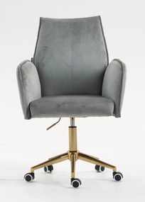 HR280K Scaun Gray din Catifea cu Bază Aurie