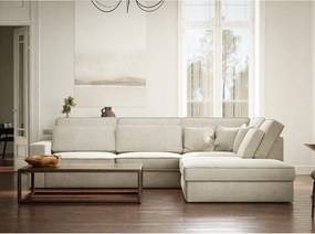 Colțar grej cu tapițerie din chenille (cu colț pe partea dreaptă/în formă de ”L”) Kirou – Maison de Rêve