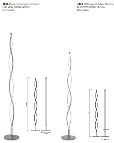 Lampadar LED design modern Sahara 20W argintiu crom