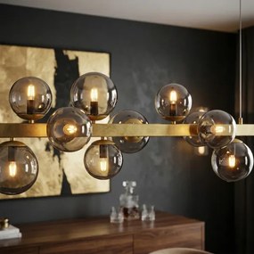 Lustră pe cablu SOLARI 10xE14/15W/230V auriu/negru fumuriu