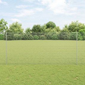 vidaXL Plasă sudată cu 22 de stâlpi U Argintie 1.4x25 m Oțel