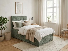 Pat tapițat boxspring DIRELIS VIBE 90x200 cm verde inchis Saltea: Saltea cu arcuri Bonell