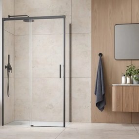 Cabina de dus dreptunghiulara cu usa glisanta Radaway Idea KDJ 160x120 cm finisaj GunMetal periat-transparent stanga