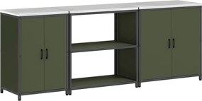 vidaXL Set de depozitare pentru bucătărie 3 pcs Verde măsliniu Oțel