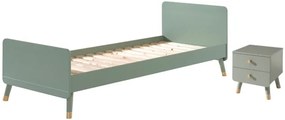 Set BILLY în verde (verde măslin) format dintr-un Pat copii (90 x 200 cm) și o noptieră.