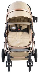 Carucior nou nascuti 2 in 1 NOVOKIDS™ Ciarra Gold PRO , Cu geanta bebe, Cadru Aluminiu , Amortizoare, Roti din cauciuc plin AVE, Landou, Modul sport,