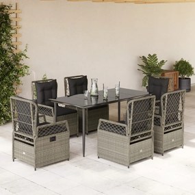 vidaXL Set mobilier de grădină cu perne, 7 piese gri deschis poliratan