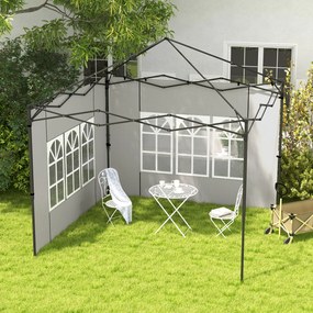 Outsunny Set 2 Pereți Laterali pentru Chioșcuri, Foi Foișor cu Ferestre din PE și Plastic, 3x3 m sau 3x6 m, Alb | Aosom Romania