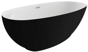 Cada de baie ovala freestanding Spatio Kira, acril, negru mat, 165 x 75 cm