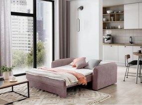 Canapea roz extensibilă/cu spațiu de depozitare cu tapițerie din chenille 155 cm Laine – ELTAP