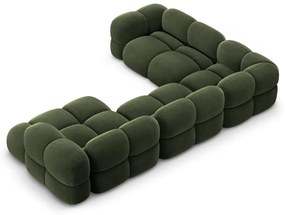 Colțar verde cu tapițerie din catifea (cu colț pe partea stângă/în formă de "U") Loretto – Cosmopolitan Design