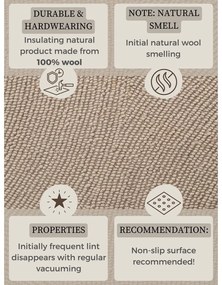 Covor tip traversă bej țesut manual din lână 80x200 cm Eleni Light Beige – Hanse Home