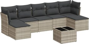 vidaXL Set mobilier de grădină cu perne, 8 piese gri deschis poliratan