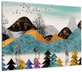 Tablou pe sticlă fgrafic cu cebi (70x50 cm)
