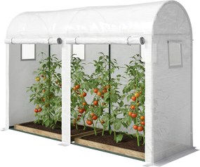 Outsunny Seră de Grădină, Seră Mică pentru Balcon cu Prelată PE și Cadru din Oțel, Uși și Ferestre Rulante 300 x 100 x 200 cm alb | Aosom Romania