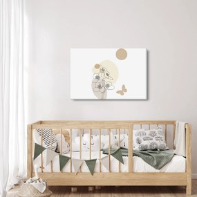 Tablou - Flori bej cu fluture N⁰4 (90x60 cm)