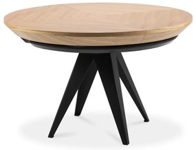 Masă de dining rotundă extensibilă cu blat cu aspect de lemn de stejar cu blat suplimentar ø 120 cm Magnus – Windsor & Co Sofas
