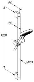 Set de dus Kludi Dive X 3S cu bara 60 cm, para si furtun crom lucios