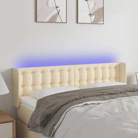 3123673 vidaXL Tăblie de pat cu LED, crem, 147x16x78/88 cm, textil