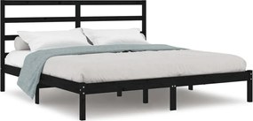 vidaXL Cadru de pat, negru, 200x200 cm, lemn masiv de pin