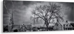 Tablou cu sat alb negru (120x50 cm)