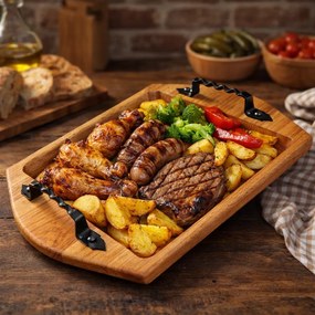 Tava lemn cu manere din fier forjat, in diferite forme