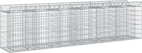 vidaXL Pat ridicat din gabion 2 pcs Argintiu 300 x 50 x 80 cm