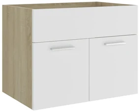 804652 vidaXL Dulap de chiuvetă, alb și stejar sonoma, 60x38,5x46 cm, PAL