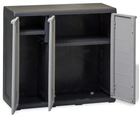 Dulap de depozitare pentru gradina, cu 2 rafturi, negru si gri 1, negru si gri, 97 x 38 x 87 cm, 1