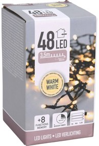 Lanț luminos LED de Crăciun pentru exterior, albcald, 48x LED, 3,5 m, temporizator