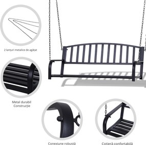 Balansoar Suspendat de Gradina Outsunny din Metal Negru | AOSOM RO