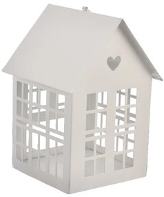 InDecor Sfeșnic metalic Domeček alb, 15 x 13 x 20cm