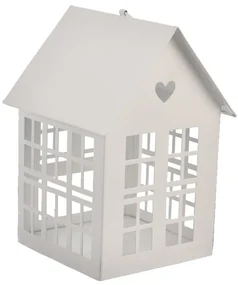 InDecor Sfeșnic metalic Domeček alb, 15 x 13 x 20cm