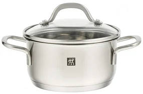 Oala Zwilling Pico 66652120, 0,8 L, 12 cm, Capac sticla, Otel inoxidabil 18/10, Cuptor si inductie, Argintiu