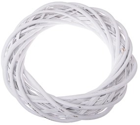 Coroană din răchită Elemetary albă, diametru 30 cm