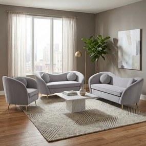 Canapea de design cu 2 locuri, ţesătură Velvet gri/gold crom auriu, EZIO TYP 2