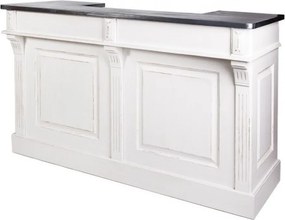 Mobilier bar alb din lemn masiv si metal, 2 sertare, Brooklyn
