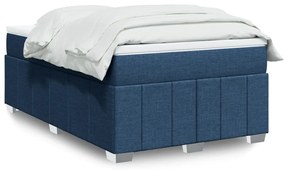 vidaXL Pat box spring cu saltea, albastru, 120x190 cm, material textil