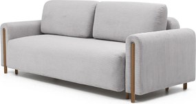 Canapea gri deschis extensibilă/cu spațiu de depozitare cu tapițerie din catifea reiată 244 cm Arcadova – ELTAP