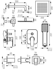 Set de dus incastrat Ferro, Algeo Square Crom