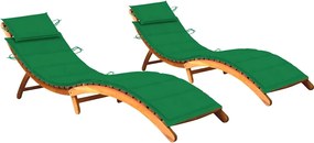 vidaXL Șezlonguri cu perne, 2 buc., lemn masiv de acacia