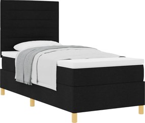 vidaXL Pat cu arcuri cu saltea cu headboard Negru 90 x 200 cm țesătură