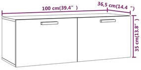 Dulap de perete, gri sonoma, 100x36,5x35 cm, lemn prelucrat sonoma gri, 1