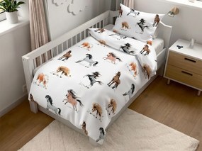 Lenjerie de pat din bumbac pentru patut HORSE DREAM alb Dimensiune lenjerie de pat: 45 x 65 cm | 90 x 135 cm