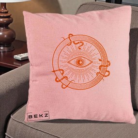 Perna Personalizata Ochiul Providentei Mistic Orange, 40x40 cm, Roz, Husa Detasabila, Perna Inclusa, BEKZ®